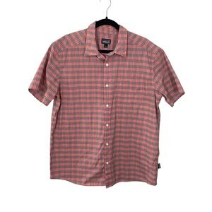 Patagonia Mens Fezzman Organic Cotton Plaid Short Sleeve Button Down Shirt Large